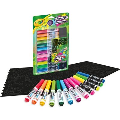 Crayola - Ensemble de Marqueurs & Pochoirs 25-7495 - Fournitures artistiques - Publicité Crayola - Ensemble de Marqueurs & Pochoirs 25-7495 - Fournitures artistiques - Publicité