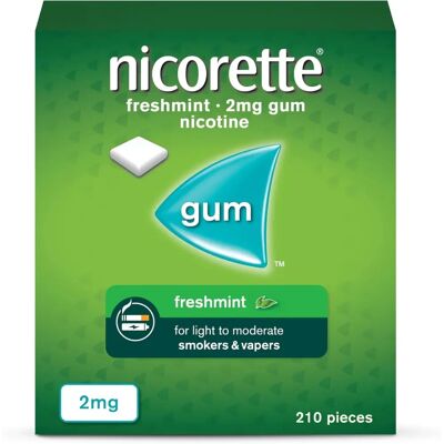 Nicorette Brand 2mg Freshmint Nicotine Gum - Quit Smoking Aid Nicorette Brand 2mg Freshmint Nicotine Gum - Quit Smoking Aid