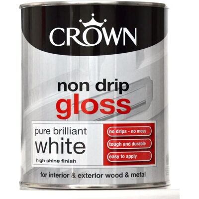 Crown Non Drip Gloss Paint - White - 750ml - Paint Crown Non Drip Gloss Paint - White - 750ml - Paint