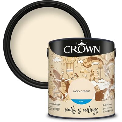 Crown Ivory Cream Breatheasy Paint - 2.5L - Wall & Ceiling Finish Crown Ivory Cream Breatheasy Paint - 2.5L - Wall & Ceiling Finish
