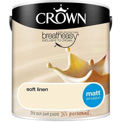 Crown Walls & Ceilings Matt Emulsion Paint Soft Linen - 2.5L Crown Walls & Ceilings Matt Emulsion Paint Soft Linen - 2.5L