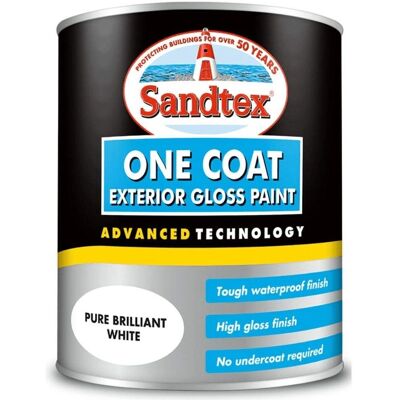 Sandtex White Exterior One Coat Gloss Paint - 750ml Sandtex White Exterior One Coat Gloss Paint - 750ml