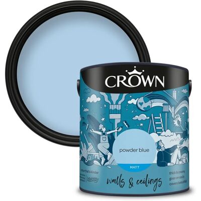 Crown Walls & Ceilings Matt Emulsion Paint Powder Blue - 2.5L Crown Walls & Ceilings Matt Emulsion Paint Powder Blue - 2.5L