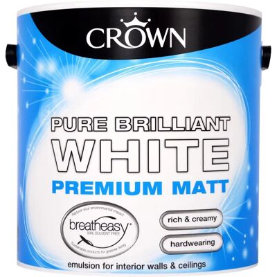 Crown White Paint - Walls & Ceilings Matt Emulsion 2.5L Crown White Paint - Walls & Ceilings Matt Emulsion 2.5L