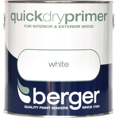 Berger White Quick Dry Primer - Paint for Interior Exterior Wood 2.5L Berger White Quick Dry Primer - Paint for Interior Exterior Wood 2.5L