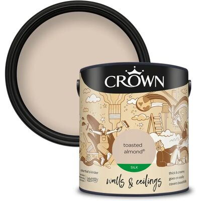 Crown Toasted Almond Walls & Ceilings Silk Emulsion Paint 2.5L Crown Toasted Almond Walls & Ceilings Silk Emulsion Paint 2.5L