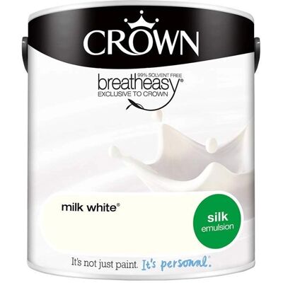 Crown Milk White Silk Paint Emulsion Walls & Ceilings - Paint Crown Milk White Silk Paint Emulsion Walls & Ceilings - Paint
