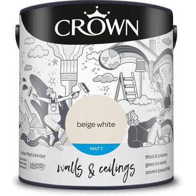 Crown White Beige Matt Paint Emulsion - Walls & Ceilings 2.5L Crown White Beige Matt Paint Emulsion - Walls & Ceilings 2.5L