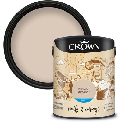 Crown - Walls & Ceilings Matt Emulsion - Toasted Almond - 5L - Paint Crown - Walls & Ceilings Matt Emulsion - Toasted Almond - 5L - Paint