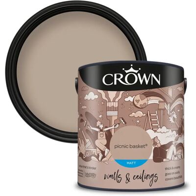 Crown Walls & Ceilings Matt Emulsion Paint Picnic Basket - 2.5L - Paint Crown Walls & Ceilings Matt Emulsion Paint Picnic Basket - 2.5L - Paint