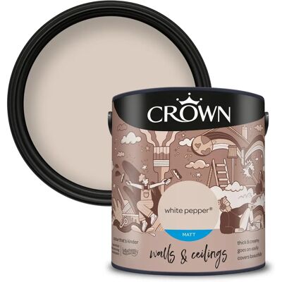 Crown White Pepper Matt Breatheasy Interior Wall Paint - 2.5L Crown White Pepper Matt Breatheasy Interior Wall Paint - 2.5L