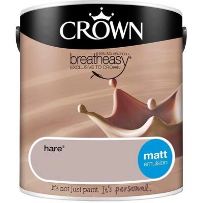 Crown Hare Wall & Ceiling Paint - 2.5L - Matt Emulsion Crown Hare Wall & Ceiling Paint - 2.5L - Matt Emulsion