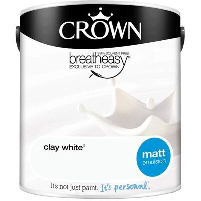 Crown White Clay 2.5L Matt Breatheasy Paint - Interior Walls & Ceilings Crown White Clay 2.5L Matt Breatheasy Paint - Interior Walls & Ceilings
