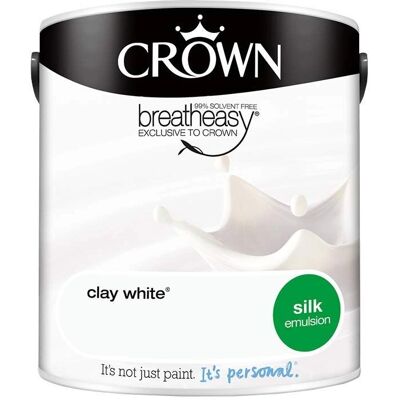 Crown Clay White Silk Emulsion Paint 2.5L - Paint Crown Clay White Silk Emulsion Paint 2.5L - Paint