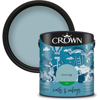 Crown Duck Egg Silk Emulsion Paint - Walls & Ceilings 2.5L Crown Duck Egg Silk Emulsion Paint - Walls & Ceilings 2.5L