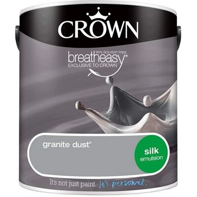 Crown Walls & Ceilings Silk Emulsion Paint Granite Dust - 2.5L Crown Walls & Ceilings Silk Emulsion Paint Granite Dust - 2.5L