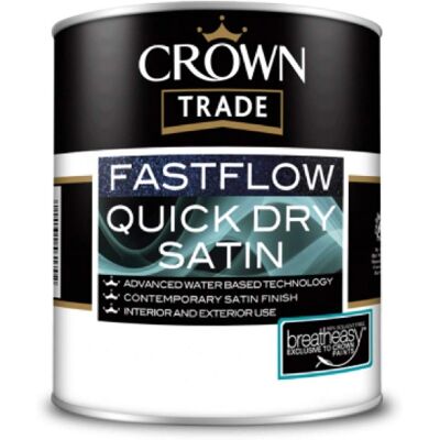 Crown Fastflow 2.5L White Satin Paint - Interior & Exterior Finish Crown Fastflow 2.5L White Satin Paint - Interior & Exterior Finish