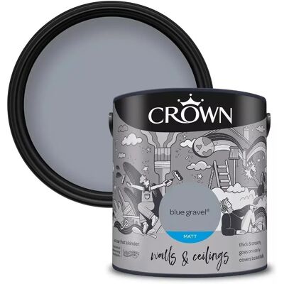 Crown Blue Gravel Matt Emulsion Paint - 2.5L - Wall & Ceiling Paint Crown Blue Gravel Matt Emulsion Paint - 2.5L - Wall & Ceiling Paint