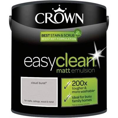 Crown Easyclean Tough & Washable Matt Paint Cloud Burst - 2.5L Crown Easyclean Tough & Washable Matt Paint Cloud Burst - 2.5L
