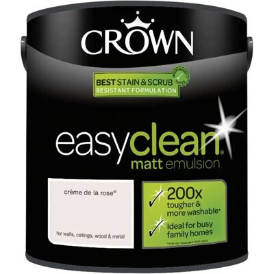 Crown Easyclean Tough & Washable Matt Paint Creme De La Rose - 2.5L Crown Easyclean Tough & Washable Matt Paint Creme De La Rose - 2.5L