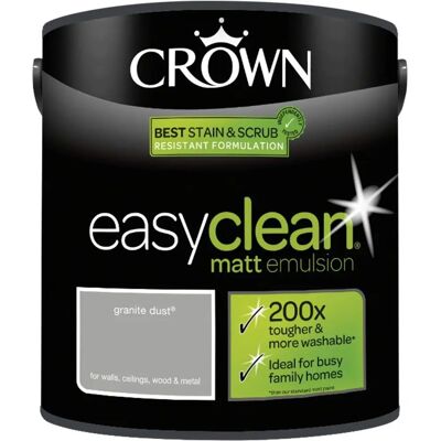 Crown Easyclean Mid Grey Matt Emulsion - 2.5L - Paint Crown Easyclean Mid Grey Matt Emulsion - 2.5L - Paint