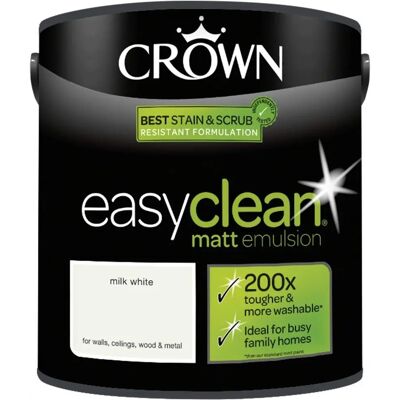 Crown Easyclean Milk White 2.5L Interior Emulsion Paint Crown Easyclean Milk White 2.5L Interior Emulsion Paint