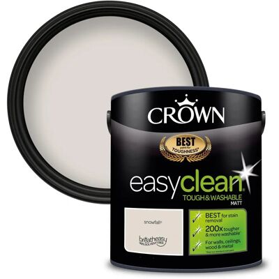 Crown Easyclean Tough & Washable Snowfall 2.5L - Paint Crown Easyclean Tough & Washable Snowfall 2.5L - Paint