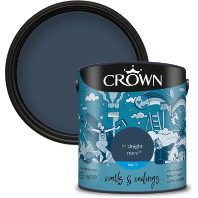 Crown Midnight Navy Matt Paint Emulsion - Walls & Ceilings 2.5L Crown Midnight Navy Matt Paint Emulsion - Walls & Ceilings 2.5L