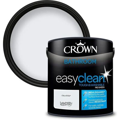 Crown Easyclean Bathroom Mouldguard+ Mid Sheen Paint Clay White - 2.5L Crown Easyclean Bathroom Mouldguard+ Mid Sheen Paint Clay White - 2.5L