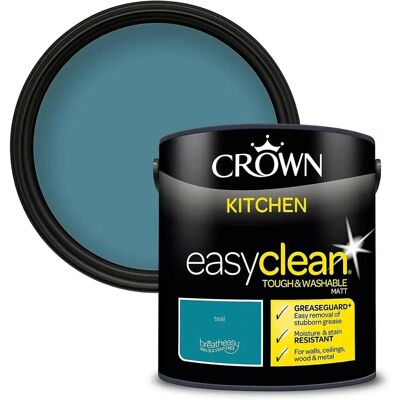 Crown Easyclean Kitchen Matt Paint Teal - Interior Emulsion 2.5L Crown Easyclean Kitchen Matt Paint Teal - Interior Emulsion 2.5L