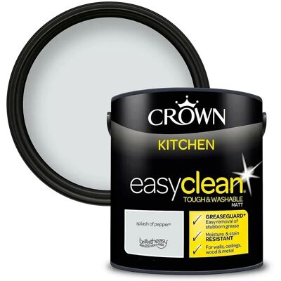 Crown Easyclean Kitchen Greaseguard+ Matt Paint Splash of Pepper - 2.5L Crown Easyclean Kitchen Greaseguard+ Matt Paint Splash of Pepper - 2.5L