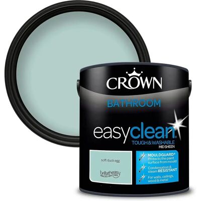 Crown Easyclean Bathroom Mouldguard+ Mid Sheen Paint Soft Duck Egg - 2.5L - Interior Paint Crown Easyclean Bathroom Mouldguard+ Mid Sheen Paint Soft Duck Egg - 2.5L - Interior Paint