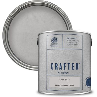Crown - CRAFTED by Crown Suede Textured Matt Emulsion - Soft Grey - 2.5L - Paint Crown - CRAFTED by Crown Suede Textured Matt Emulsion - Soft Grey - 2.5L - Paint