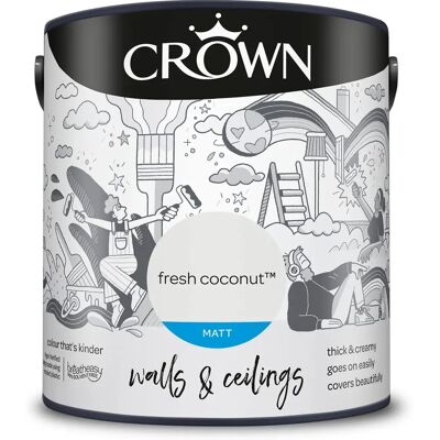 Crown Fresh Coconut Matt Paint Emulsion Walls & Ceilings 2.5L - Paint Crown Fresh Coconut Matt Paint Emulsion Walls & Ceilings 2.5L - Paint