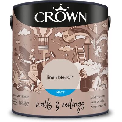 Crown Linen Blend Matt Paint Emulsion 2.5L - Paint Crown Linen Blend Matt Paint Emulsion 2.5L - Paint