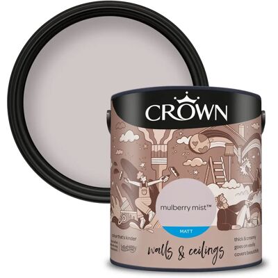 Crown Mulberry Mist Matte Paint Emulsion - Walls & Ceilings 2.5L Crown Mulberry Mist Matte Paint Emulsion - Walls & Ceilings 2.5L
