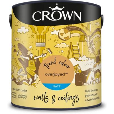 Crown Overjoyed Yellow Matt Emulsion - Walls & Ceilings 2.5L Crown Overjoyed Yellow Matt Emulsion - Walls & Ceilings 2.5L