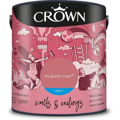 Crown Rhubarb Rose Matt Paint Emulsion - Walls & Ceilings 2.5L Crown Rhubarb Rose Matt Paint Emulsion - Walls & Ceilings 2.5L