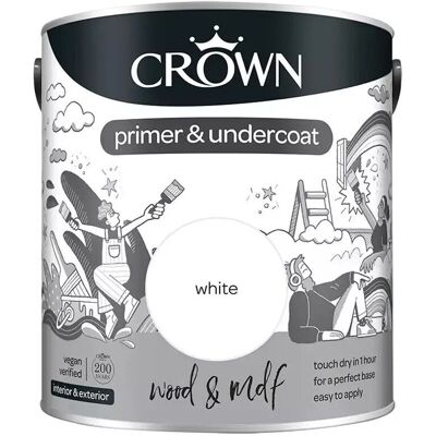 Crown Quick Dry White Wood MDF Primer Undercoat - 2.5L Crown Quick Dry White Wood MDF Primer Undercoat - 2.5L