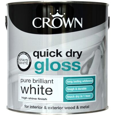 Crown Quick Dry Gloss Paint - White - 2.5L Crown Quick Dry Gloss Paint - White - 2.5L