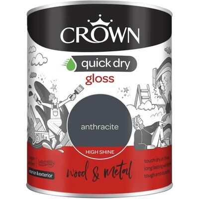 Crown 750ml Anthracite Quick Dry Gloss Paint Crown 750ml Anthracite Quick Dry Gloss Paint