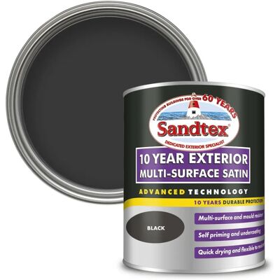 Sandtex Black Satin Paint - 750ml Multi Surface Sandtex Black Satin Paint - 750ml Multi Surface