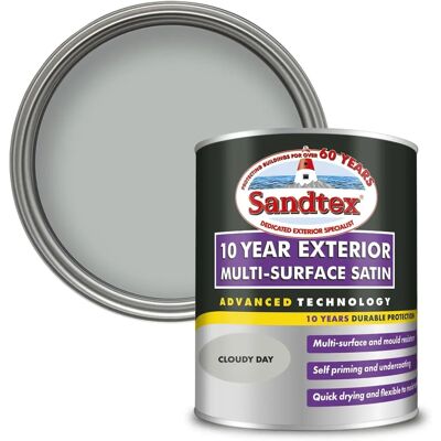 Sandtex 10 Year Multi Surface Satin Paint - Cloudy Day - Exterior Finish Sandtex 10 Year Multi Surface Satin Paint - Cloudy Day - Exterior Finish
