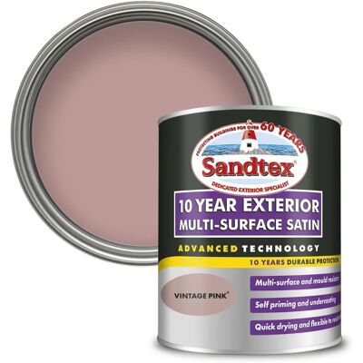 Sandtex 10 Year Multi Surface Satin Paint Vintage Pink - Paint Sandtex 10 Year Multi Surface Satin Paint Vintage Pink - Paint