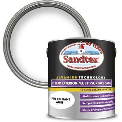 Sandtex 10 Year Multi Surface Satin Paint - White - Exterior Sandtex 10 Year Multi Surface Satin Paint - White - Exterior