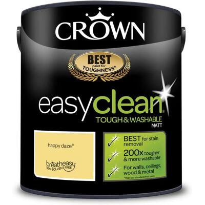 Crown Easyclean Matt Emulsion 2.5L - Tough & Washable Paint Crown Easyclean Matt Emulsion 2.5L - Tough & Washable Paint