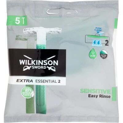 Rasoio Usa e Getta Wilkinson Sword Essentials 2 Sensitive - Confezione da 5 Rasoio Usa e Getta Wilkinson Sword Essentials 2 Sensitive - Confezione da 5