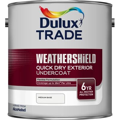 Dulux Trade - Weathershield Quick Dry Exterior Undercoat - 2.5 L - Pure Brilliant White - Exterior Undercoat Dulux Trade - Weathershield Quick Dry Exterior Undercoat - 2.5 L - Pure Brilliant White - Exterior Undercoat