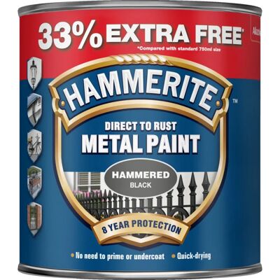 Hammerite Black Rust-Resistant Hammered Metal Paint - 750ml Hammerite Black Rust-Resistant Hammered Metal Paint - 750ml