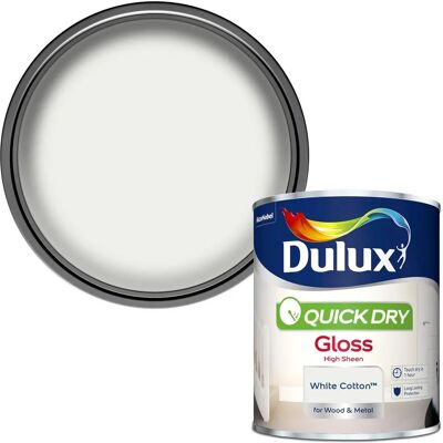 Dulux White Cotton Quick Dry Gloss Paint - 750ml - Paint and Wood Varnish Dulux White Cotton Quick Dry Gloss Paint - 750ml - Paint and Wood Varnish
